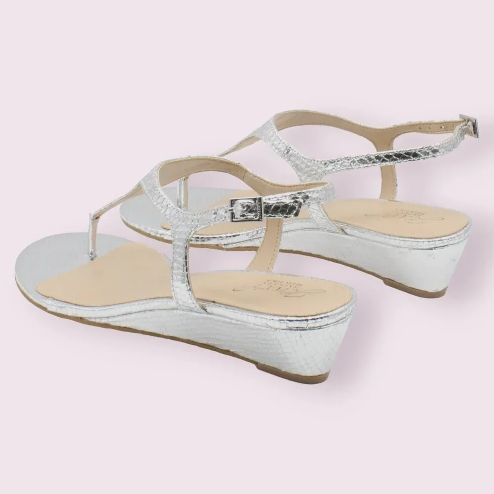 Jewel Badgley Mischka Womens Silver Snake Sandals - Picture 7 of 8